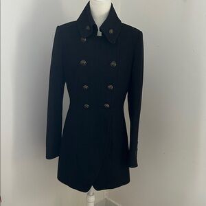 DKNY Charcoal Gray  Double-Breasted Military Style Wool Blend Coat sz 10